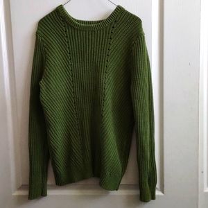 Green Cableknit Sweater, Cotton Sweater
